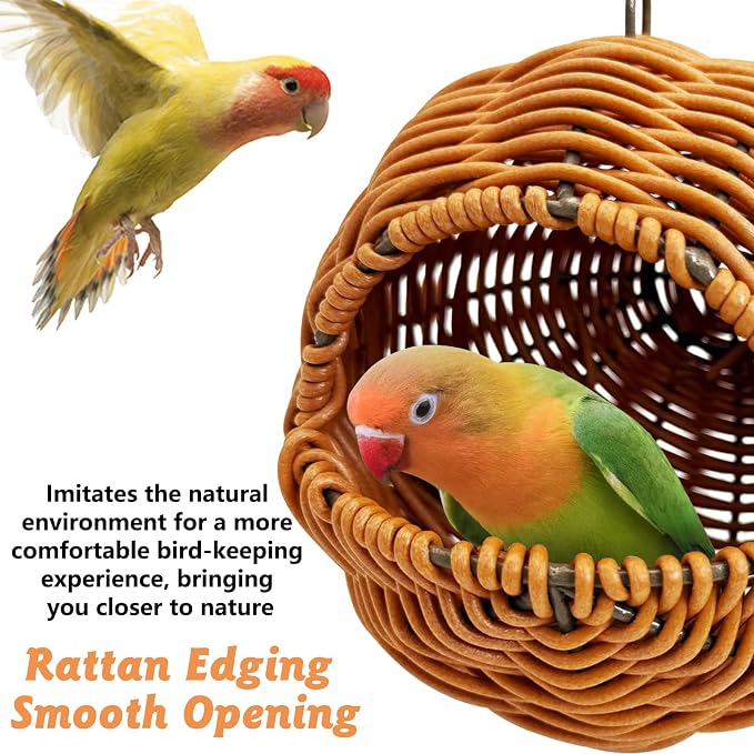 BNOSDM Rattan Bird Nest Parrot Nesting House Parakeet Nesting Soft Lovebird - Image 7