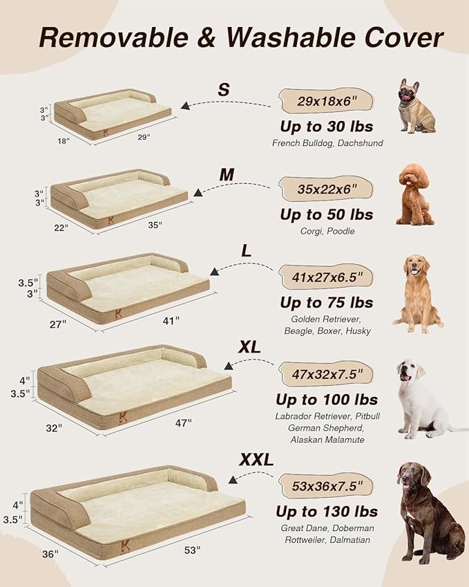 KSIIA Washable Dog Bed Medium Size Senior Dog, Orthopedic Warm Soft Pets Sofa - Image 7