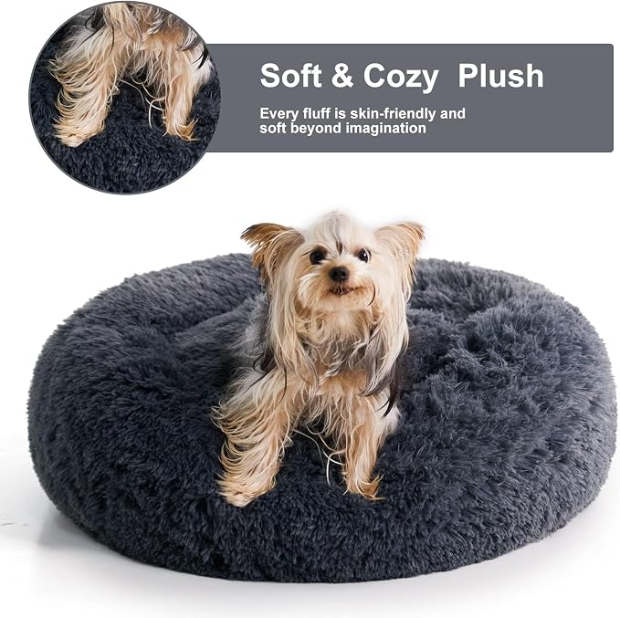 WNPETHOME Calming Dog Beds for Large Dogs, Anti-Anxiety Donut Pet Bed, Fluffy - Image 3