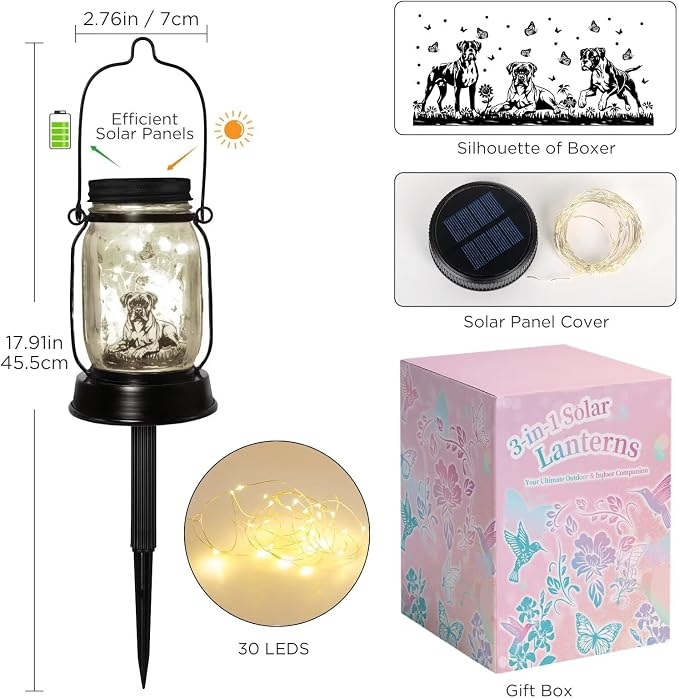 kyoryuger Boxer Dog Gifts for Women/Men Boxer Dog Lovers Solar Lantern Mom - Image 7