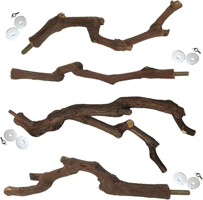 kathson Natural Parrot Perch Bird Stand Pole Wild Grape Stick Paw Grinding Fork by kathson