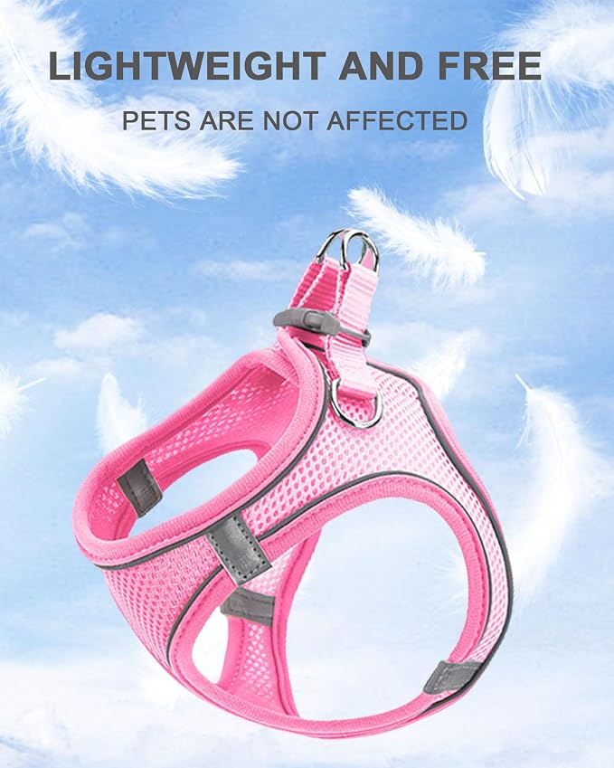 S Pink Soft Mesh Dog Harness and Leash Set, No Escape Puppy Harnesses - Image 2