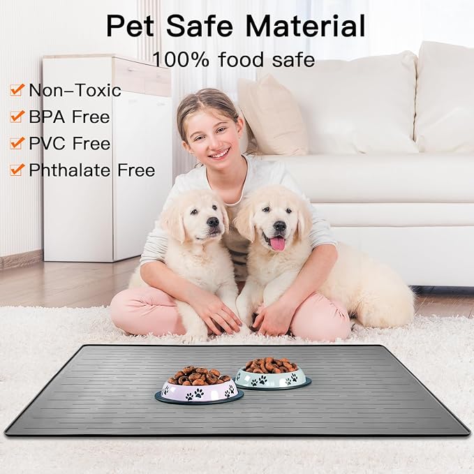 48" x 32" Largest Pet Food Mat, XXXL Silicone Dog Mats - Image 4