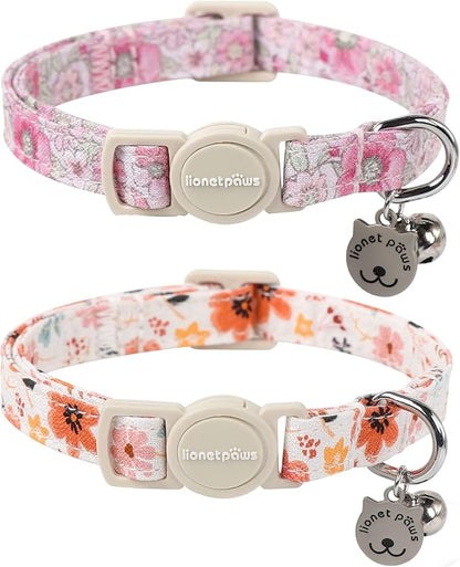 Lionet Paws 2pcs Pack Cotton Cat Collar, Breakaway Buckle by lionetpaws