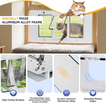 Full Size Cat Door Window Insert 27"-32" Various Sliding Windows, 4 Flexible - Image 4