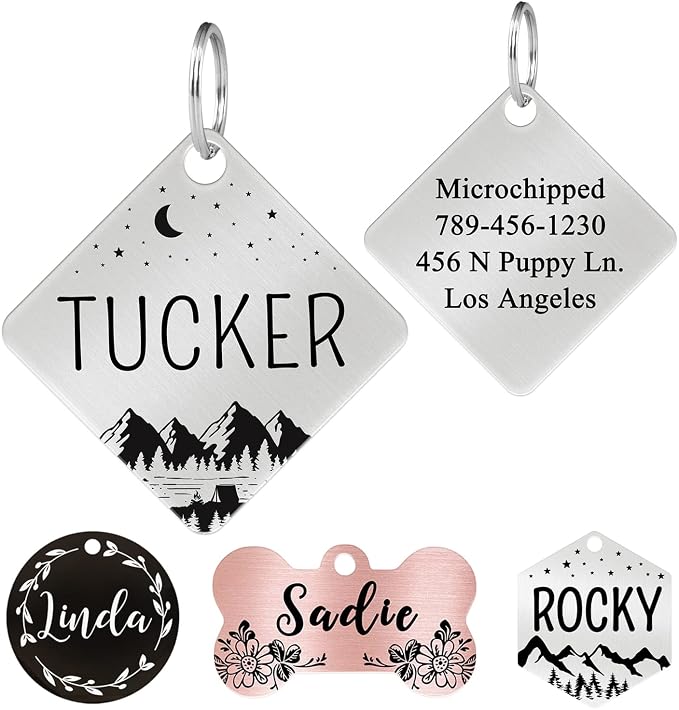 Ultra Joys Stainless Steel Pet ID Tag Dog Name Tags Personalized Front and Back by UltraJoys