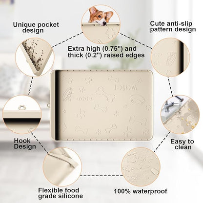 Dog Food and Water Mat 28x20 Inch Sand Color - Image 6