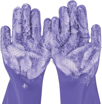 Pecute Pet Grooming Gloves, Heat Resistant, Silicone Bathing and Massaging by pecute