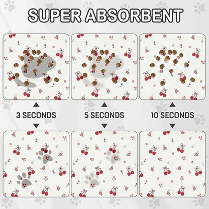 Dog Food Mat for Pet Cat Food Mat, Cherry Absorbent Quick Dry Dog Bowl Mats for - Image 3