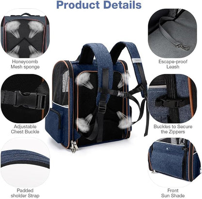 Lekebobor Large Cat Backpack Carrier Expandable Pet Carrier Backpack - Image 4