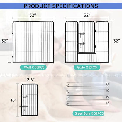 BestPet | Dog Playpen | 32 Inch, 32 Panels | Heavy Duty Metal Pet Exercise Pen - Image 8