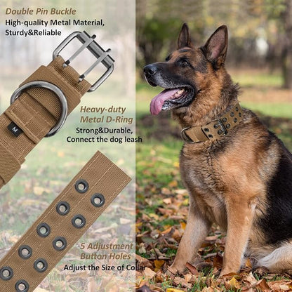 Tactical Dog Collar with Handle, Military Adjustable Heavy Duty Metal Buckle - Image 3