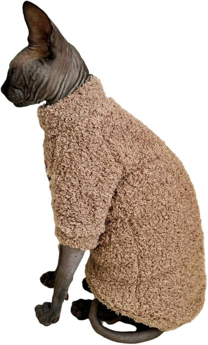 Sphynx Cat Clothes Hairless Cat Super Soft Warm Fleece T Shirt Elastic Winter - Image 5