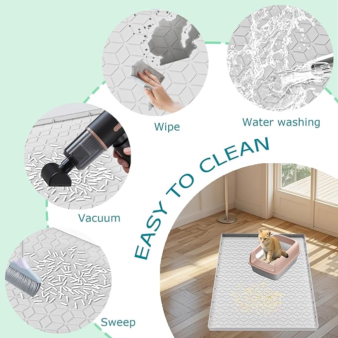 Cat Litter Mat for Litter Box, Silicone Large Cat Litter Trapping Mat - Image 4