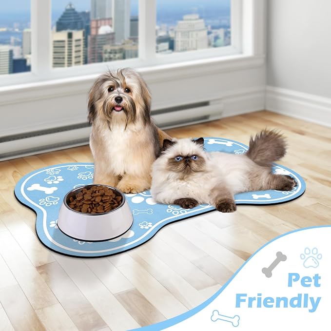 Dog Cat Mat for Food and Water, Rapid Absorbent Pet Feeding Mat, Bone Shaped - Image 7
