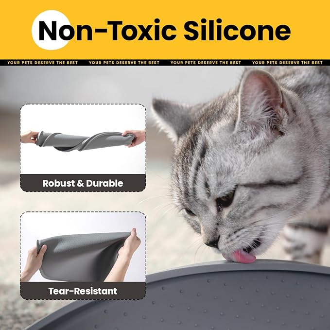 Dog Food Mat, 1/2 Inch Raised Edges Cat Feeding Mat - Image 5
