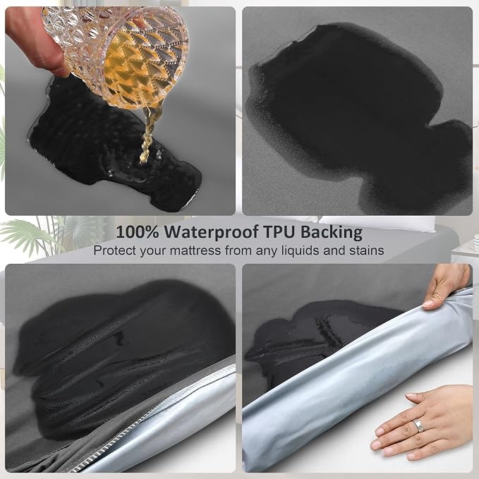 Waterproof Mattress Protector King, Fitted Sheet Style Breathable Mattress Cover - Image 3