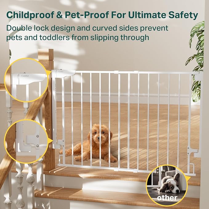 Cumbor 29.2–43" Baby Gate for Stairs, Wall-Mounted, Expandable No Bottom Bar - Image 7