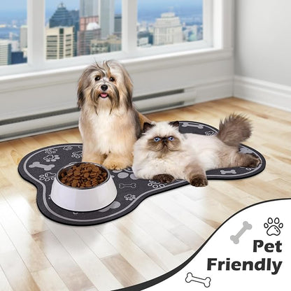 Dog Cat Food Mat, Rapid Absorbent Pet Feeding Mat, Bone Shaped Dog Placemat - Image 6