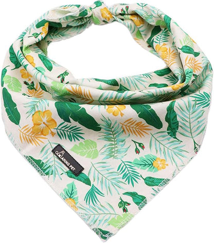 ARING PET Summer Dog Bandanas, Autumn Leaf Floral Kerchief Triangle Bibs Scarf by ARINGPET