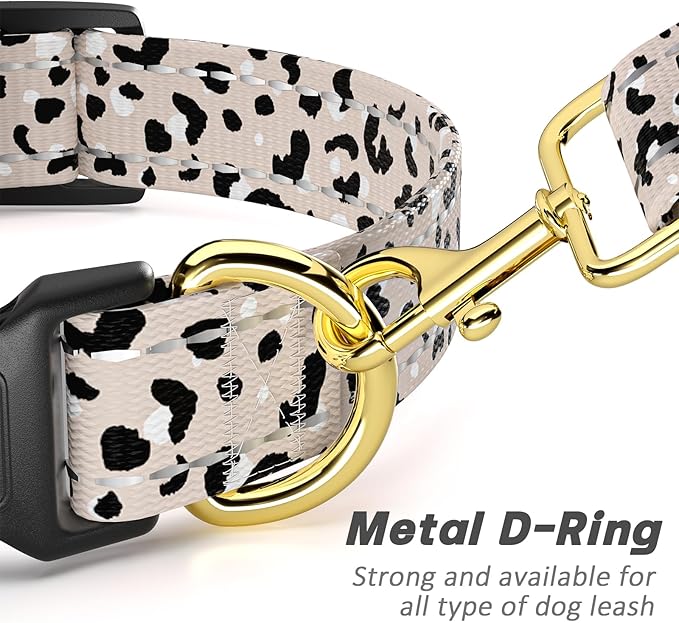Reflective Dog Collar for Large Dogs, Cute Leopard Style Adjustable Heavy-Duty - Image 5