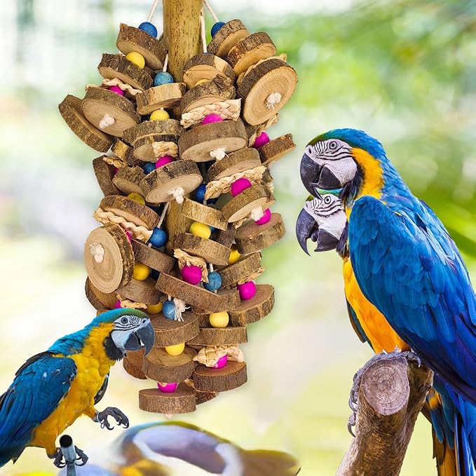 Extra Large Bird Parrot Toys- 19.7 inch Multicolored Natural Wooden Block - Image 11