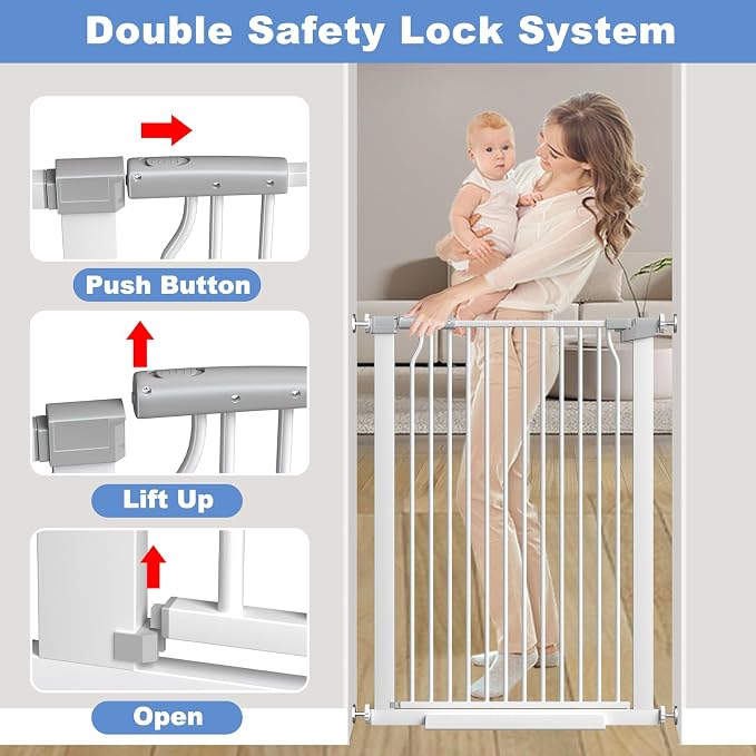 65.7"-72.2" Extra Wide Baby Gate, 40.5" Tall Dog Gate Indoor, Walk Through Pet - Image 4