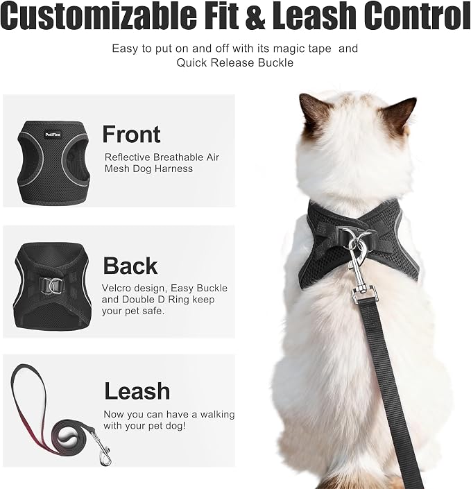 PetiFine Cat Harness and Leash Set, Escape Proof Kitten Harness Reflective - Image 2