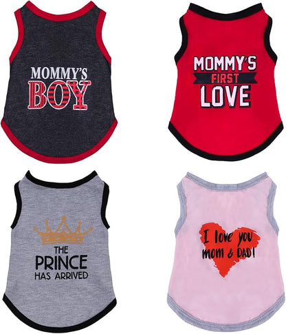 4 Pack Dog Shirts Summer Printed Puppy Clothes Novel Sleeveless Pet T Shirts by Pistha
