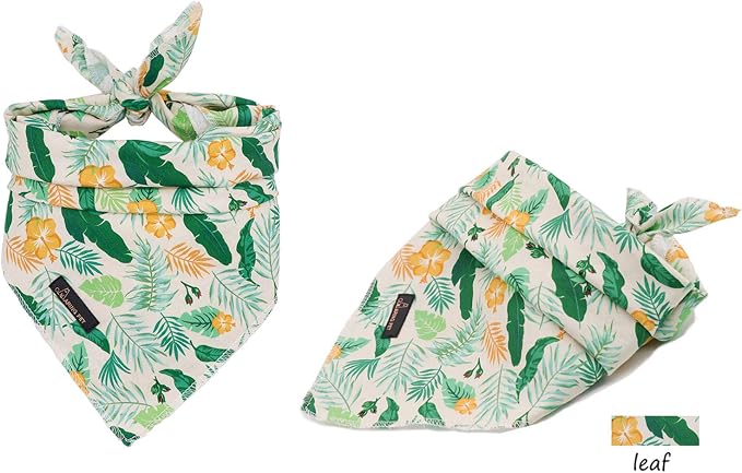 ARING PET Summer Dog Bandanas, Autumn Leaf Floral Kerchief Triangle Bibs Scarf - Image 4