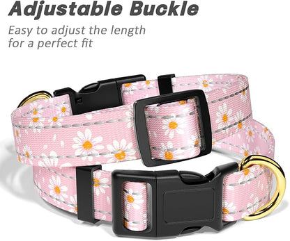 Reflective Dog Collar for Medium Dogs, Cute Daisy Theme Adjustable Heavy-Duty - Image 6