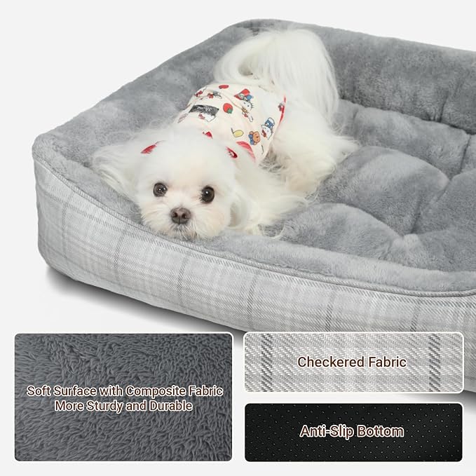 MIHIKK Rectangle Dog Beds for Small Dogs & Cats, Orthopedic Sleeping Pet Bed - Image 3