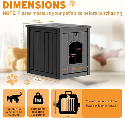 Cat Litter Box Enclosure, Openable Front Door & Raised Floor - Image 6