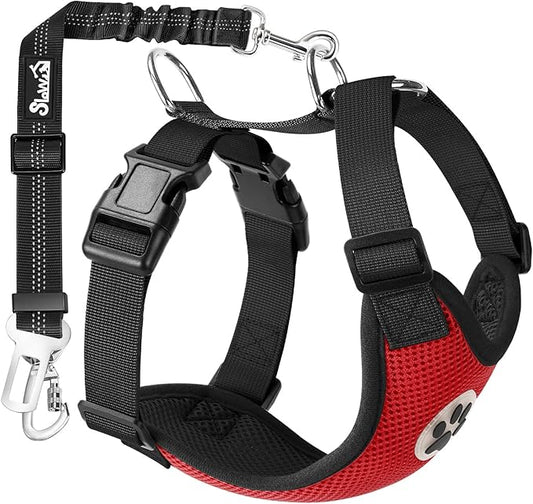 SlowTon Dog Seat Belt Harness for Car, Dog Car Harness Adjustable Mesh by SlowTon