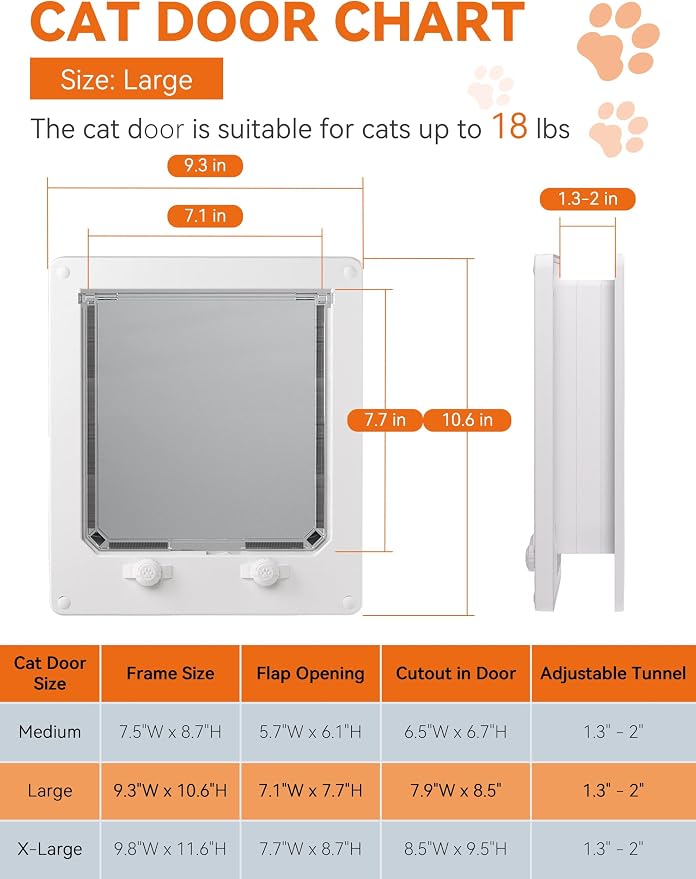 LIBBEPET Cat Door Interior Door, Indoor Cat Doors, Large Pet Doors - Image 3
