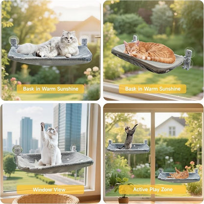 Homegroove 2 Pack Cat Window Perch, 24 x 12 Inch Foldable Cat Hammock - Image 8
