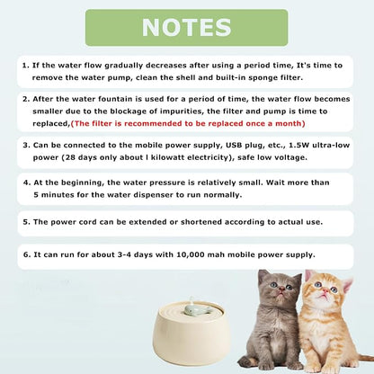 Ceramic Cat Water Fountain, 45oz/1.3L Ultra-Silent Automatic Pet Drinking Water - Image 8