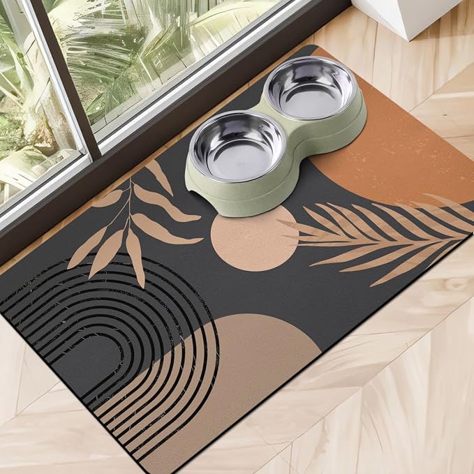 Dog Food Mats for Floors Super Absorbent, Pet Cat Food Mat by Cuslnox