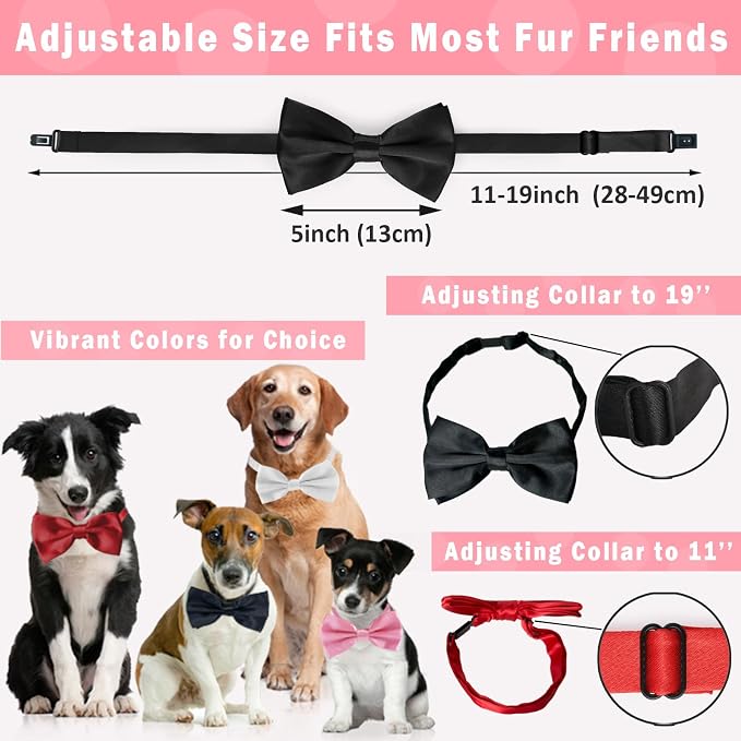 Dog Bow Ties for Large Dogs, KOOLMOX Wine Red Adjustable Dog Collar Bow Tiefor - Image 2