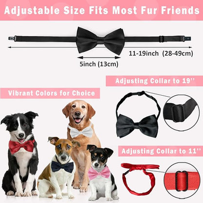 KOOLMOX Dog Bow Tie, Adjustable White Dog Collar Tie - Image 2
