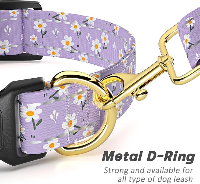 Reflective Dog Collar for Small Dogs, Cute Flower Theme Adjustable Heavy-Duty - Image 5