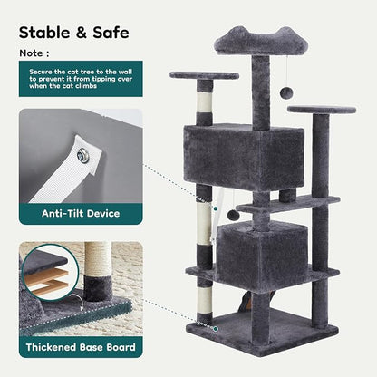 DUMOS 54-inch Indoor Cat Tree Tower –Multi-Level Pet House - Image 6