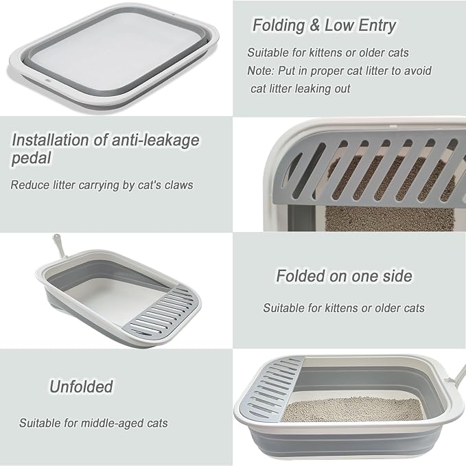 Collapsible Small Cat Litter Box, Kitten Open Potty Pan - Image 5
