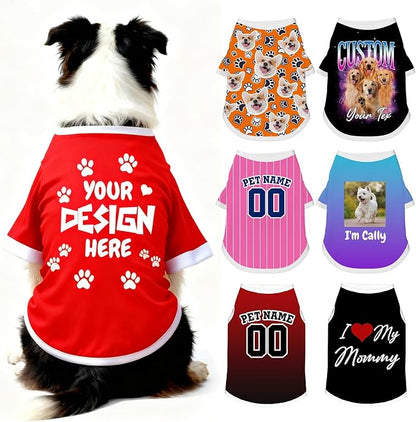 Custom Dog Shirt with Name Photo Text Logo Personalized Dog Pullover Shirts by Unknown