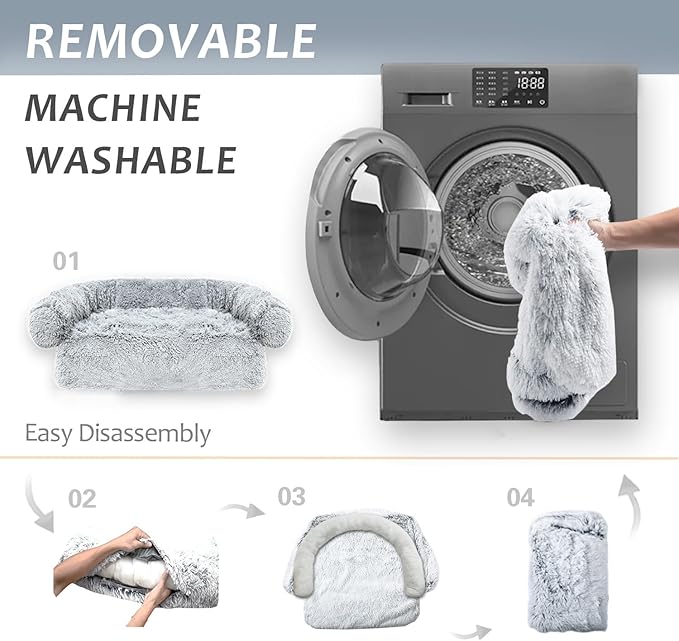 Calming Dogs/Cats Bed Mats, Dog Pad Washable Removable Couch Cover, Plush Long - Image 5