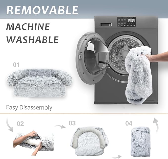 Calming Dogs/Cats Bed Mats, Dog Pad Washable Removable Couch Cover, Plush Long - Image 5