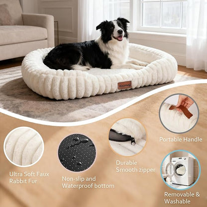 Dog Bed Large Size Dogs Washable Soft Furry Pet Bed, Calming Rectangle Large - Image 5