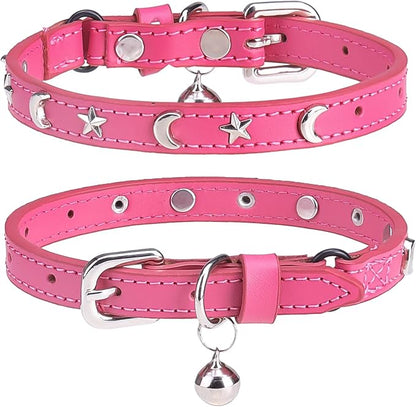 Leather Cat Collars for Boy Girl Cats by DILLYBUD