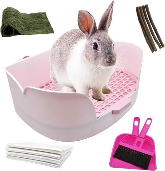 15.1"X11.0" Large Rabbit Litter Box, Plastic Square Rabbits Potty Trainer by MUYG