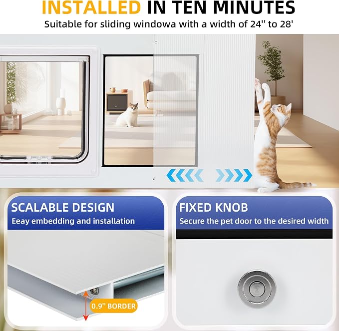 Full Size Cat Door Window Insert, fits 23'‘-28’' Various Sliding Windows - Image 3